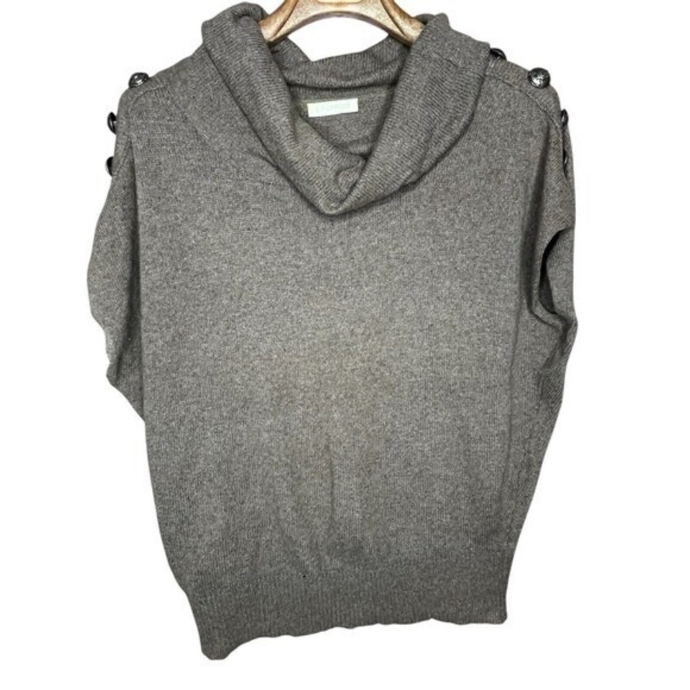 ALPACA Cowl Neck Cap Sleeve Sweater Shoulder Metal Button Detail Quiet Luxury S